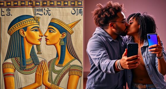 kissing through time and media